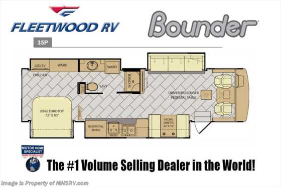 2018 Fleetwood Bounder 35P RV for Sale at MHSRV W/LX Pkg, King &amp; Sat Floorplan