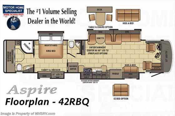 2018 Entegra Coach Aspire 42RBQ Bath &amp; 1/2 Luxury RV for Sale @ MHSRV Floorplan