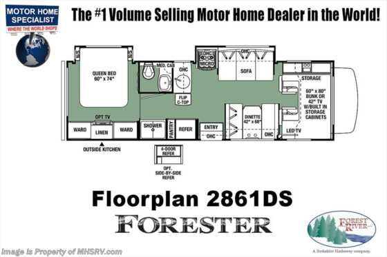 2018 Forest River Forester 2861DSF RV for Sale @ MHSRV W/ Jacks, 15K BTU A/C Floorplan
