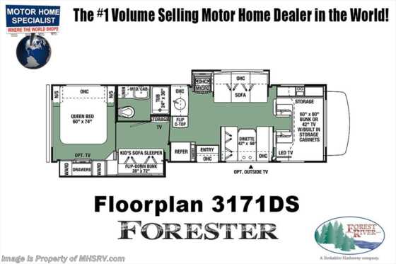 2018 Forest River Forester 3171DS Bunk Model RV for Sale W/ 15K BTU A/C Floorplan