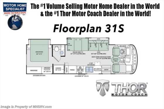 2018 Thor Motor Coach Hurricane 31S RV for Sale @ MHSRV.com W/Dual A/C, 5.5KW Gen Floorplan