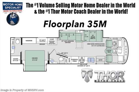 2018 Thor Motor Coach Windsport 35M Bath &amp; 1/2 Coach for Sale at MHSRV.com W/King Floorplan