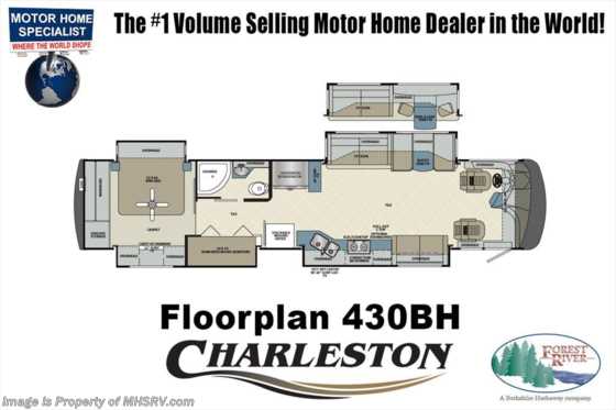 2018 Forest River Charleston 430BH-450 Bunk Model for Sale W/ Sat, King, W/D Floorplan