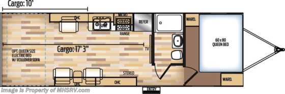 2018 Coachmen Adrenaline Toy Hauler 26CB Pwr Bed, 15.0K A/C, 4KW Gen Floorplan