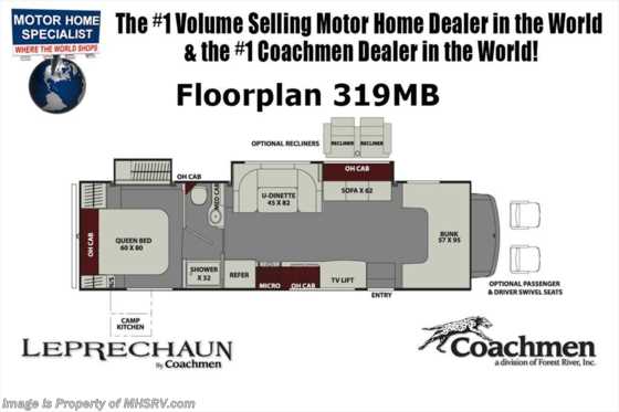 2018 Coachmen Leprechaun 319MB RV for Sale @ MHSRV Ext Kitchen, 15K BTU A/C Floorplan