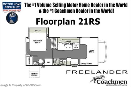 2018 Coachmen Freelander  21RSF RV for Sale at MHSRV W/Ext TV &amp; 15K A/C Floorplan