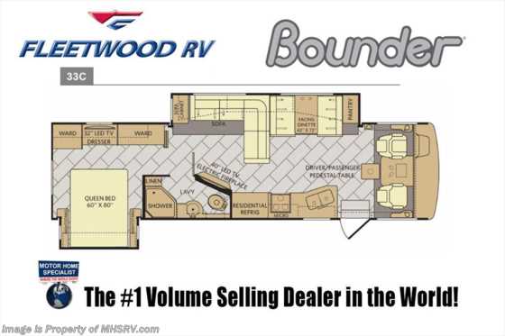 2018 Fleetwood Bounder 33C for Sale @ MHSRV LX Pkg, King, Sat, W/D, Loft Floorplan