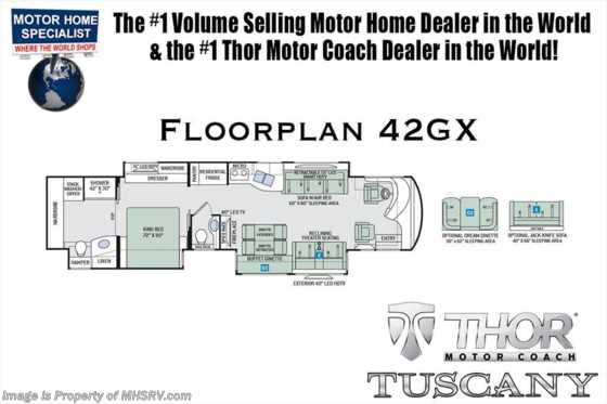 2018 Thor Motor Coach Tuscany 42GX Bath & 1/2 RV for Sale @ MHSRV W/ Aqua Hot Floorplan