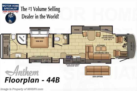 2019 Entegra Coach Anthem 44B Bath & 1/2 Luxury RV W/Theater Seats, Solar Floorplan