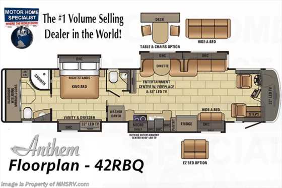 2018 Entegra Coach Anthem 42RBQ Bath &amp; 1/2 Luxury RV for Sale W/Solar Floorplan