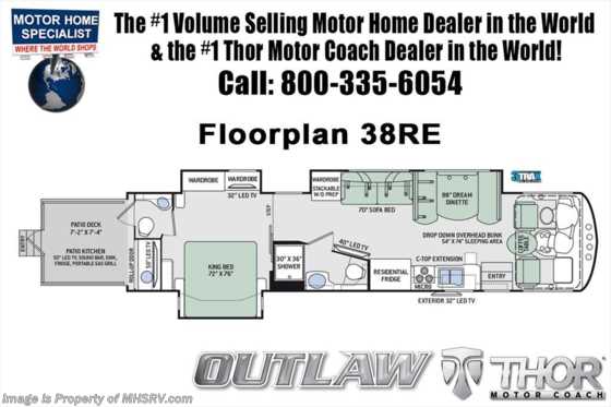 2018 Thor Motor Coach Outlaw 37RB Toy Hauler RV for Sale W/ Garage Sofa Floorplan