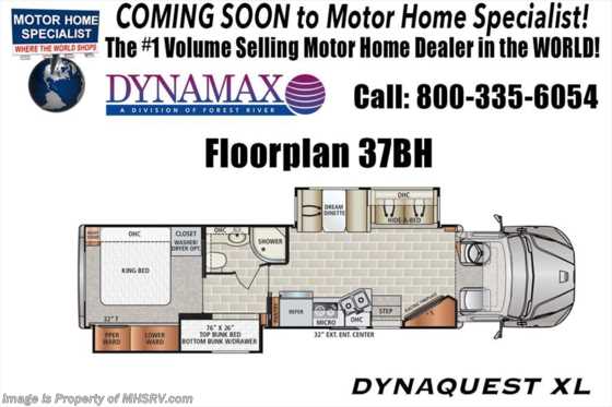 2018 Dynamax Corp Dynaquest XL 37BH 450HP, Cab Over, Bunk, Theater Seat Floorplan