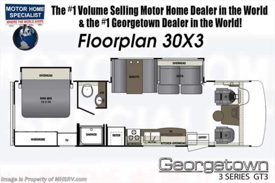 2018 Forest River Georgetown GT3 30X3 for Sale W/5.5 Gen, 2 A/Cs &amp; Ext. Kitchen Floorplan