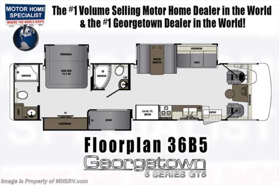 2018 Forest River Georgetown GT5 36B5 Bunk House W/ 7KW Gen, P2K Loft Floorplan