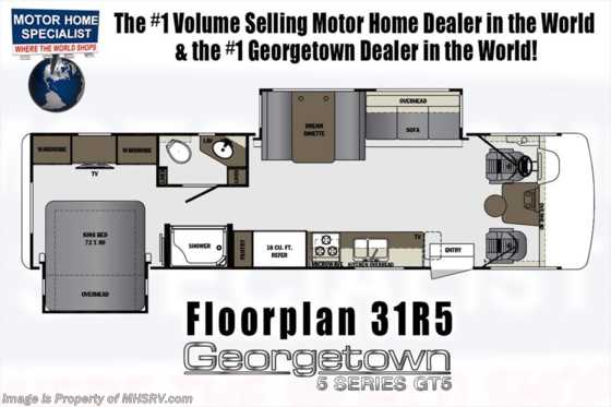 2018 Forest River Georgetown GT5 31R5 RV for Sale at MHSRV.com W/7KW Gen Floorplan