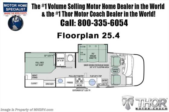 2018 Thor Motor Coach Vegas 25.4 RUV for Sale at MHSRV.com W/OH Loft, IFS Floorplan
