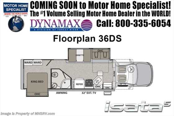 2019 Dynamax Corp Isata 5 Series 36DS Super C RV for Sale W/8KW Dsl. Gen &amp; Sat Floorplan