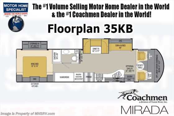 2018 Coachmen Mirada 35KB RV for Sale at MHSRV W/ 2 A/C, OH Loft Floorplan