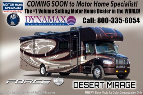 8-13-18 &lt;a href=&quot;http://www.mhsrv.com/other-rvs-for-sale/dynamax-rv/&quot;&gt;&lt;img src=&quot;http://www.mhsrv.com/images/sold-dynamax.jpg&quot; width=&quot;383&quot; height=&quot;141&quot; border=&quot;0&quot;&gt;&lt;/a&gt;  
MSRP $276,776. The All New 2019 Dynamax Force 37BH HD Super C is approximately 39 feet 2 inch in length with 2 slides, bunk beds, a Cummins ISL 8.9 liter (350HP &amp; 1,000 ft.-lbs. of torque) engine coupled with the incredible Allison 3200 TRV transmission. A few other exciting upgrades on the Force HD include upgraded window treatments, DVD players on the bunk model, brake controller, (2) 4D batteries and color-coordinated solid surface countertops in the kitchen, bath &amp; even the bedroom nightstands. Optional features include dual reclining theater seats IPO sofa, entertainment center with 50&quot; LED TV &amp; fireplace IPO love seat, solar panels, Dash cam DVR with forward collision &amp; departure delay alert, rear rock guard and a stackable washer/dryer. The 2019 Dynamax Force also features an incredible list of standard equipment including a 7&quot; Kenwood dash infotainment center, Truma Aqua-Go comfort water heater, inverter, 8 KW Onan generator, king size bed, cab over loft, bedroom TV, heated tanks, raised panel cabinet doors with hidden hinges, solid surface kitchen countertop, full extension ball bearing drawer guides, fantastic fans, backsplash, LED flush mounted lighting, 7 foot ceilings, keyless entry touchpad lock, automatic leveling system, residential refrigerator with icemaker, 3 burner cooktop, convection microwave, (2) 15,000 BTU roof air conditioners, shower skylight, water filter system, exterior shower and much more.  For more complete details on this unit and our entire inventory including brochures, window sticker, videos, photos, reviews &amp; testimonials as well as additional information about Motor Home Specialist and our manufacturers please visit us at MHSRV.com or call 800-335-6054. At Motor Home Specialist, we DO NOT charge any prep or orientation fees like you will find at other dealerships. All sale prices include a 200-point inspection, interior &amp; exterior wash, detail service and a fully automated high-pressure rain booth test and coach wash that is a standout service unlike that of any other in the industry. You will also receive a thorough coach orientation with an MHSRV technician, an RV Starter&#39;s kit, a night stay in our delivery park featuring landscaped and covered pads with full hook-ups and much more! Read Thousands upon Thousands of 5-Star Reviews at MHSRV.com and See What They Had to Say About Their Experience at Motor Home Specialist. WHY PAY MORE?... WHY SETTLE FOR LESS?