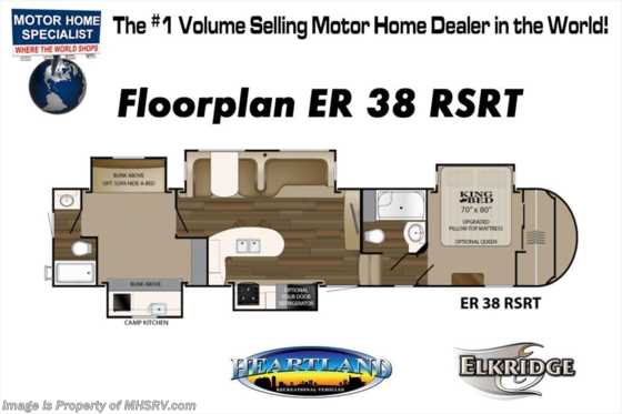 2018 Heartland RV ElkRidge 38RSRT Bunk Model for Sale W/ Auto Level, 2 A/C Floorplan