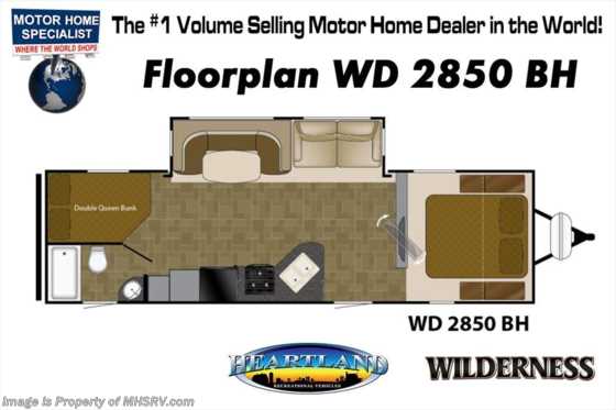 2018 Heartland RV Wilderness 2850BH Bunk Model for Sale W/Rims, Ducted A/C Floorplan