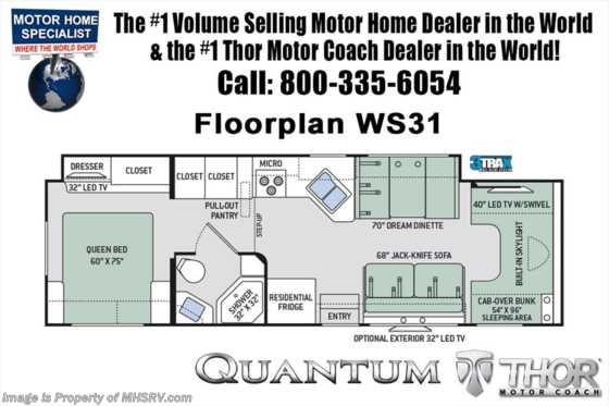 2018 Thor Motor Coach Quantum WS31 for Sale @ MHSRV W/ Ext TV, FBP Floorplan