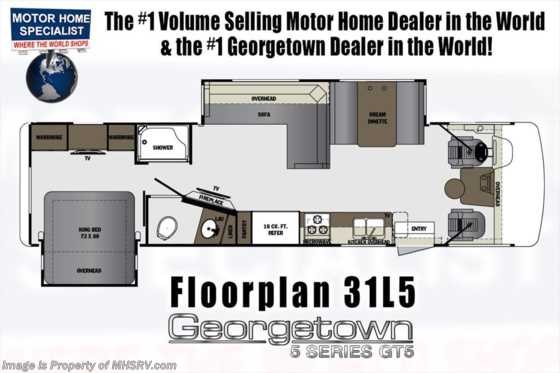 2018 Forest River Georgetown GT5 31L5 W/7KW Gen, W/D, Pwr Overhead Loft Floorplan