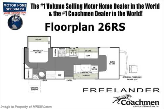 2019 Coachmen Freelander  26RSF W/15K A/C, Stabilizers, Ext. Kitchen &amp; TV Floorplan