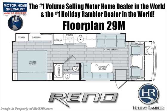 2018 Holiday Rambler Reno 29M W/King Bed, Sat, Hydraulic Leveling, 2 A/Cs Floorplan