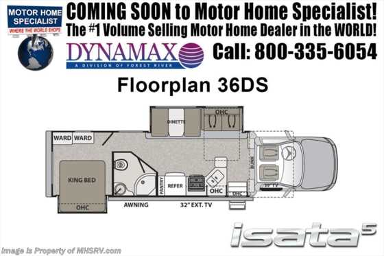 2018 Dynamax Corp Isata 5 Series 36DS 4x4 Super C RV for Sale 8KW Dsl. Gen &amp; Solar Floorplan