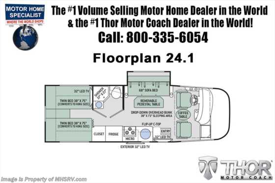 2018 Thor Motor Coach Vegas 24.1 RUV for Sale W/Stabliziers &amp; IFS Floorplan