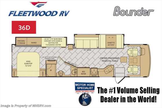 2018 Fleetwood Bounder 36D Bunk Model for Sale at MHSRV W/ Theater Seats Floorplan