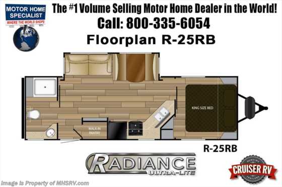 2018 Cruiser RV Radiance Ultra-Lite 25RB RV W/King, 2 A/C, Pwr Tongue Jack Floorplan