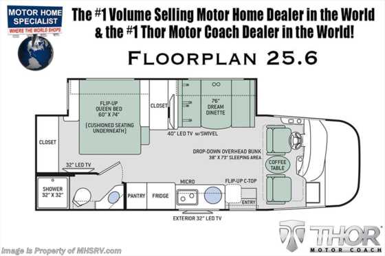 2018 Thor Motor Coach Vegas 25.6 RUV for Sale at MHSRV.com W/ Stabilizers Floorplan