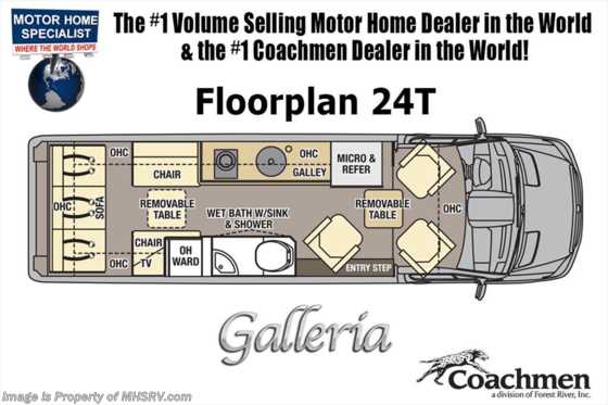 2019 Coachmen Galleria 24T Sprinter Diesel 4x4 RV W/Li3 Lithium Battery Floorplan