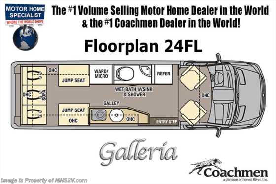 2019 Coachmen Galleria 24FL Sprinter Diesel 4x4, Li3 Lithium, Leveling Floorplan