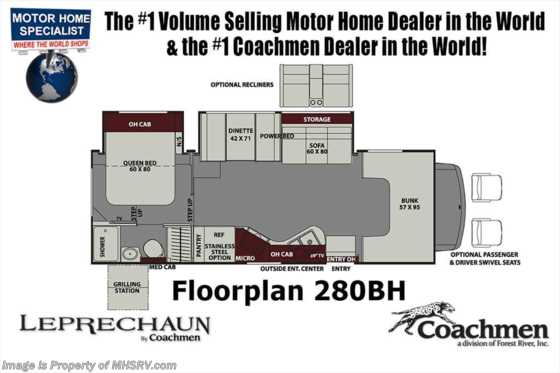2019 Coachmen Leprechaun 280BH Bunk Model RV W/ Dual Recliners, Sat, Jacks Floorplan