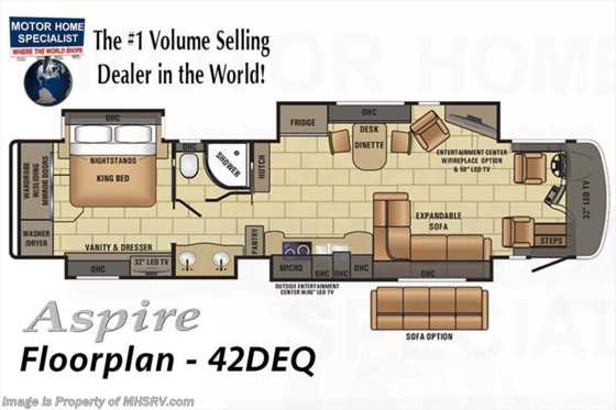 2019 Entegra Coach Aspire 42DEQ Luxury RV for Sale W/ King, Aqua Hot, Solar Floorplan
