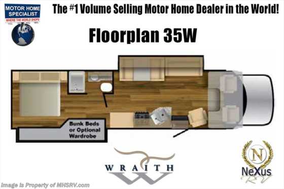 2019 Nexus Wraith 35W Bunk Model RV for Sale W/ Theater Seats Floorplan