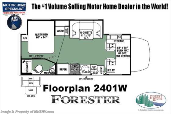 2019 Forest River Forester MBS 2401W Sprinter Diesel RV W/Exterior TV Floorplan