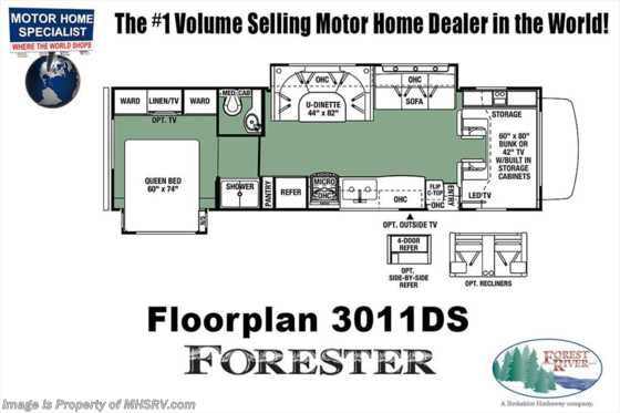 2019 Forest River Forester 3011DSF RV for Sale @ MHSRV W/ 15K A/C, Ext TV Floorplan