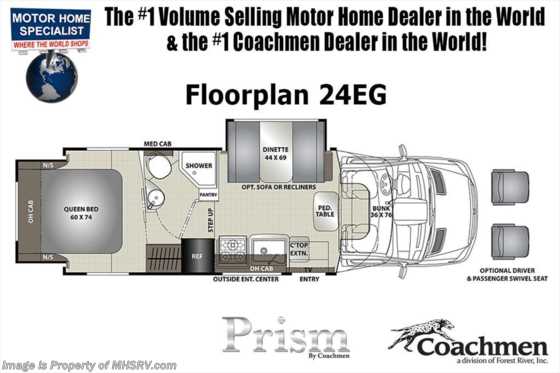 2019 Coachmen Prism Elite 24EG Sprinter Diesel RV W/ Dsl Gen, 15K A/C, GPS Floorplan