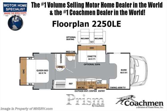 2019 Coachmen Prism 2250DS Sprinter Diesel RV W/ GPS, Ext TV, 3 Camera Floorplan