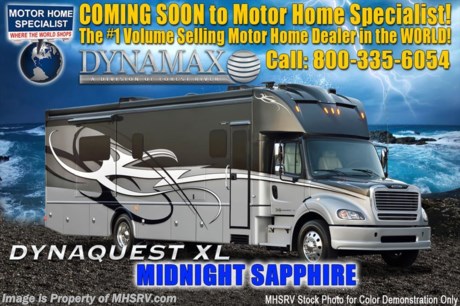 3-11-19 &lt;a href=&quot;http://www.mhsrv.com/other-rvs-for-sale/dynamax-rv/&quot;&gt;&lt;img src=&quot;http://www.mhsrv.com/images/sold-dynamax.jpg&quot; width=&quot;383&quot; height=&quot;141&quot; border=&quot;0&quot;&gt;&lt;/a&gt;  
MSRP $373,594. New 2019 Dynamax Dynaquest XL 3801TS. This diesel motorhome is approximately 39 feet 2 inches in length and features 3 slides, king bed, Freightliner M2-112 chassis and Cummins 8.9L engine with 450HP and 1,250 lb.-ft. of torque. The Dynaquest XL is the perfect combination of brute force and refined living space in a Super C package! Additional options on this beautiful RV include dual reclining theater seats IPO sofa, two 100 watt solar panels, washer/dryer, Winegard Trav&#39;ler satellite and a dash cam DVR with forward collision &amp; departure delay alerts. This luxurious RV boasts an impressive list of standard features that include a 20K lb. hitch, dual-stage C brake, powder and liquid coated steel frame chassis, full coverage heavy duty undercoating, chrome power mirrors with heat, front and rear fiberglass cap, four point fully automatic hydraulic leveling system, keyless pad at entry door, roof-mounted integrated armless patio awning with LED lighting, ultra leather furniture, coordinating fabric window treatments and lambrequins with hardwood and crown, day/night roller shades, quartz counter tops, Blu-Ray home theater system in living area, Corian shower with glass door, LED flush-mount ceiling lights, 50 amp power cord reel, 3,000W inverter, 8KW Onan generator with AGS and auto transfer switch, diesel Aqua Hot, multiplex wiring, macerator system, whole coach water purification system and much more. For more complete details on this unit and our entire inventory including brochures, window sticker, videos, photos, reviews &amp; testimonials as well as additional information about Motor Home Specialist and our manufacturers please visit us at MHSRV.com or call 800-335-6054. At Motor Home Specialist, we DO NOT charge any prep or orientation fees like you will find at other dealerships. All sale prices include a 200-point inspection, interior &amp; exterior wash, detail service and a fully automated high-pressure rain booth test and coach wash that is a standout service unlike that of any other in the industry. You will also receive a thorough coach orientation with an MHSRV technician, an RV Starter&#39;s kit, a night stay in our delivery park featuring landscaped and covered pads with full hook-ups and much more! Read Thousands upon Thousands of 5-Star Reviews at MHSRV.com and See What They Had to Say About Their Experience at Motor Home Specialist. WHY PAY MORE?... WHY SETTLE FOR LESS?
