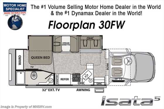 2019 Dynamax Corp Isata 5 Series 30FW 4x4 Super C W/Theater Seats, 8KW Gen Floorplan