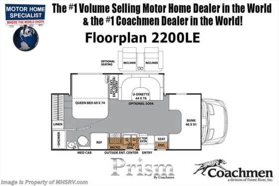 2019 Coachmen Prism 2200FS Sprinter Diesel W/GPS, Jacks, 3.2KW Dsl Gen Floorplan