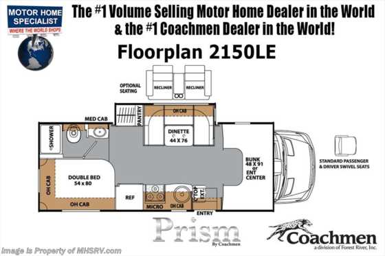 2019 Coachmen Prism 2150CB Sprinter Diesel RV W/Dual Recliners, GPS Floorplan