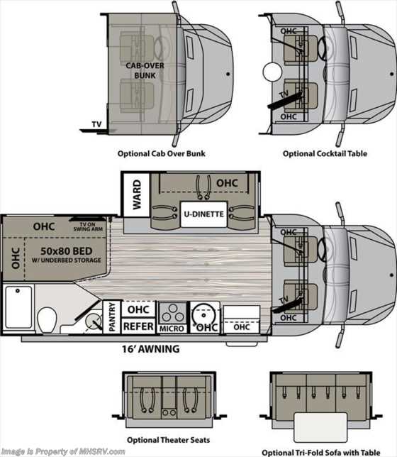 2019 Dynamax Corp Isata 3 Series 24CB Sprinter Diesel RV W/Dsl Gen, Dash Cam Floorplan