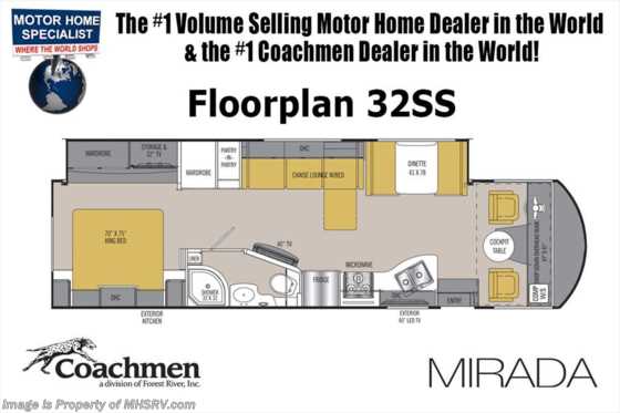 2019 Coachmen Mirada 32SS RV for Sale W/ 2 15K A/Cs, Ext TV Floorplan