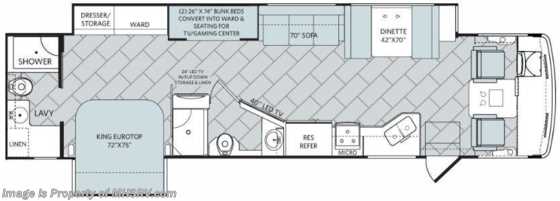 2018 Holiday Rambler Vacationer 36F 2 Full Baths, Bunk Model W/ Sat, OH Loft Floorplan